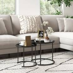 Black Nesting Tables Homcom Tables Set of 2 with Removable Tabletop Tray Black Nesting Table