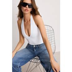 Bodystocking V-Formet Halterneck Scuba-stof - Hvid