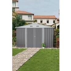 Living and Home 10 x 8 ft Outdoor Metal Storage Shed with Lockable Door Grey - One Size (Building Area )