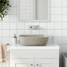 Bathroom Sinks Berkfield Home Countertop Basin Grey Rectangular 48 x 37.5 x 13.5 cm Ceramic