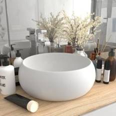 Bathroom Sinks Berkfield Home Luxury Wash Basin Round Matt White 40 x 15 cm Ceramic