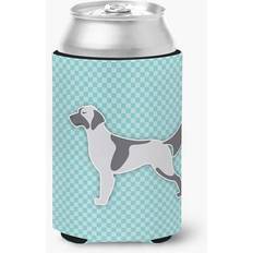 Blue Bottle Coolers CoolCookware English Setter Checkerboard Blue Can or Hugger Bottle Cooler