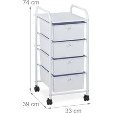 Relaxdays Badvagn 4 Lådor Metall Plast Rullcontainer Rullbord