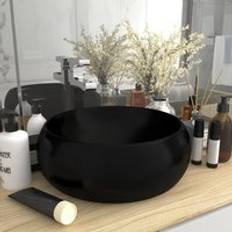 Bathroom Sinks Berkfield Home Luxury Wash Basin Round Matt Black 40 x 15 cm Ceramic