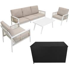 Aluminium 4 Piece Sofa with Rattan Storage Box