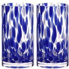 Hestia Blue Tortoise Shell Hi Ball Set Of 2 Drinking Glass
