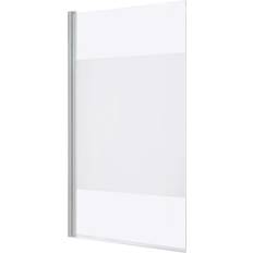 Showers GoodHome Calera Straight 1 Panel Frosted Glass White Bath Screen 865mm 1400mm