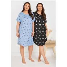 Nightgowns Yours Bow Print Soft Touch Nightdresses - Black