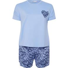 Blue Sleepwear Yours Curve Blue Wild Night In Animal Print Short Pyjama Set - Blue