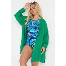 Green Swimsuit Cover-Ups & Sarong Wraps Yours Crinkle Beach Shirt - Green