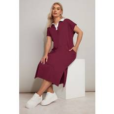 Clothing Yours Jersey Collar Grown Sleeve Dress - Dark Red