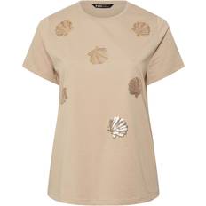 Clothing Yours Curve Natural Brown Sequin Embellished Shell T-Shirt - Natural