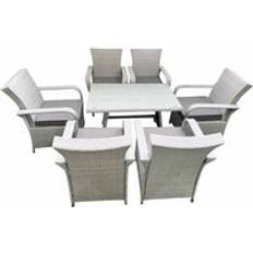 Patio Dining Sets on sale Fimous Outdoor Rattan Garden Furniture 6 Chairs Light Grey Mixed Patio Dining Set