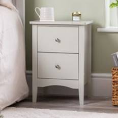 Christow Natural 2 Drawer Slim Bedroom Nightstand Storage Cabinet Unit Bedside Table