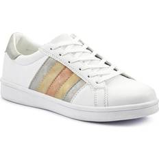 Pavers Casual Lace-Up Trainers - White Metallic