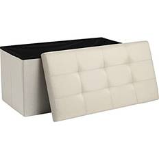 Beige Storage Benches Aka Ottoman Chest with Lid Beige Linen M Storage Bench