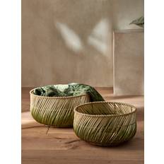 Boxes & Baskets French Connection Ombre Rattan Storage Baskets Set of 2 White/Green Basket