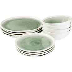 Procook Sonoma Tableware Green Stoneware 12 Piece Dinner Set 12pcs