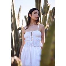 Tank Tops Ivory Tie Front Broderie Cami Top - White