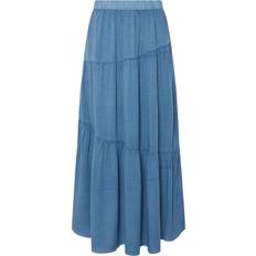 PixieGirl Petite Asymmetric Tiered Maxi Skirt - Blue