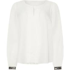 Leather Blouses M&Co Sequin Sleeved Blouse - White
