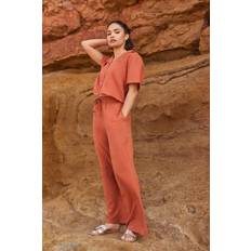 PixieGirl Petite Linen Wide Leg Trousers - Orange