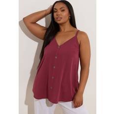 Red Tank Tops Yours Button Front Cami Top - Dark Red