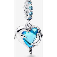Men Charms & Pendants Pandora Murano Glass Dolphins Dangle Charm - Turquoise