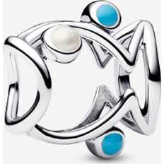 Orange Smycken Pandora Openwork Fish Charm - Silver/Turquoise