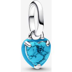 Turkos Smycken Pandora Heart Mini Dangle Charm - Turquoise/Imitation Turquoise