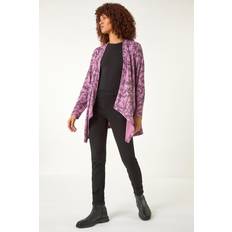 Pink Cardigans Roman Linear Floral Print Gathered Cardigan - Pink