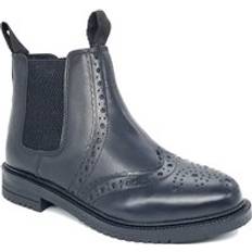 Peckham Leather Brogue Chelsea Boots - Black