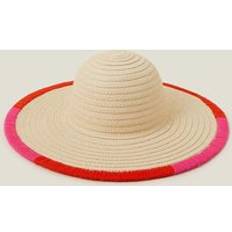 Pink Hats Accessorize Colourful Trim Floppy Straw Hat - Beige