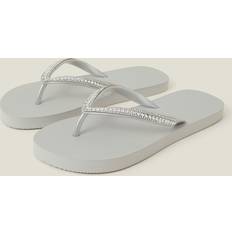 Accessorize Crystal Embellished Flip Flops - Silver