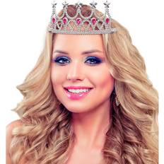 Silver Maskerad Kronor & Tiaras Widmann Silver Tiara Med Rosa Strass