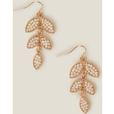 Accessorize Beaded Leaf Drop Earrings - Cream