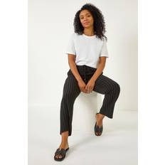 Roman Petite Linen Blend Stripe Trousers - Black