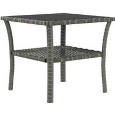 Synthetic Rattan Outdoor Coffee Tables OutSunny PE Rattan Coffee Table 50cm with Glass Top - Grey