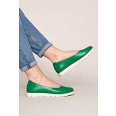 Green Ballerinas Moshulu Jin Leather Flat Slip On Shoes - Green