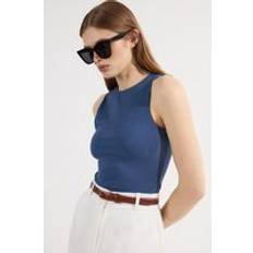 Karen Millen Outerwear Karen Millen Stretch Cotton Racer Vest - Navy