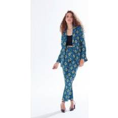 Liquorish African Print Suit Blazer - Blue/Yellow/Navy