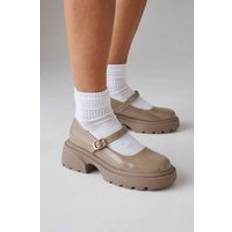 Beige Ballerinas Faith Elliora Faux Patent Leather Mary Jane Chunky Shoes - Beige