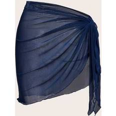 Shein Holiday Beach Solid Color See-Through Mesh Cover-Up Skirt - Summer Vacation