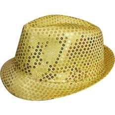 Gold Hats Fancy Dress I Love Fancy Dress Gold Unisex Sequin Fedora Hat