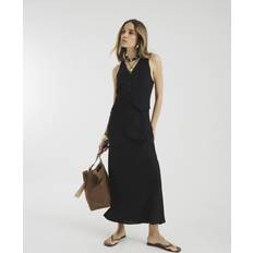 River Island Linen Blend Waistcoat Midi Dress - Black