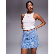 River Island Floral Mini Skirt - Midwash Blue