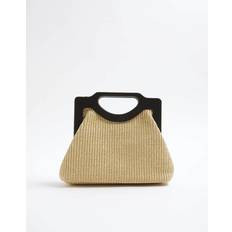 Raffia Handbags River Island Raffia Clutch Bag - Beige