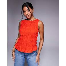 Red - Women Tank Tops River Island Womens Shirred Tank Top - Red