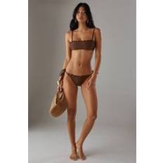 Brown Bikini Tops Warehouse Womens Whipstitch Detail Bikini Top - Chocolate