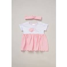 Waffle Dress and Headband Outfit Set - Pink